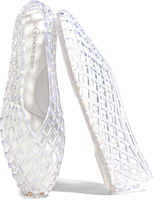 LUCKY STEP Women's Jelly Ballet Flats Mesh Casual Comfortable Jellies Shoes Clear Hollow Breathab... | Amazon (US)