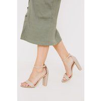 Nude Heels - Nude Leather Look Barely there Heels | In The Style (UK)