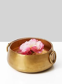 Serene Spaces Living Decorative Gold Iron Handi Bowl, Large Centerpiece Bowl - Traditional Indian... | Amazon (US)