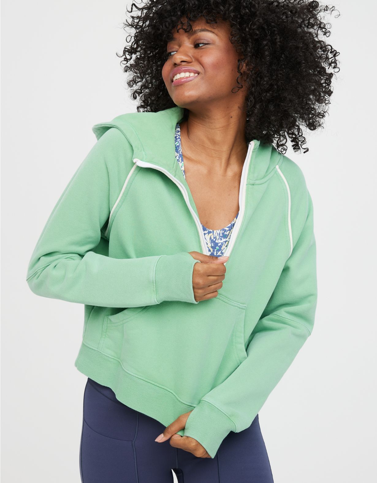 OFFLINE By Aerie Throwback Quarter Zip Sweatshirt | American Eagle Outfitters (US & CA)
