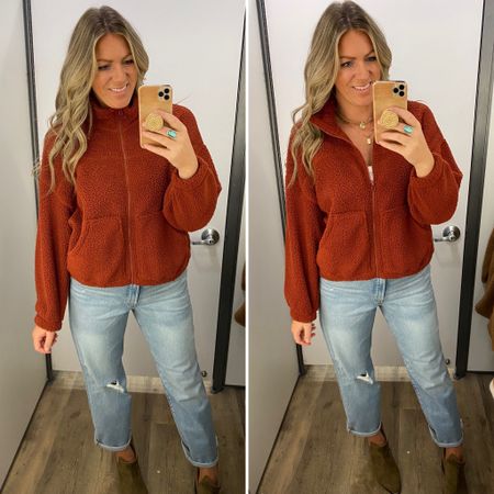 50% off sherpa fleece! Sized down (medium) more colors and available in lengths 
Jeans - wearing an 8, has some stretch (stay tts in non stretch)


#LTKstyletip #LTKsalealert #LTKSeasonal