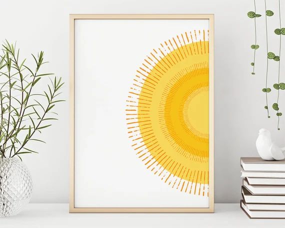 Sun print digital download sunshine wall art modern home | Etsy | Etsy (US)