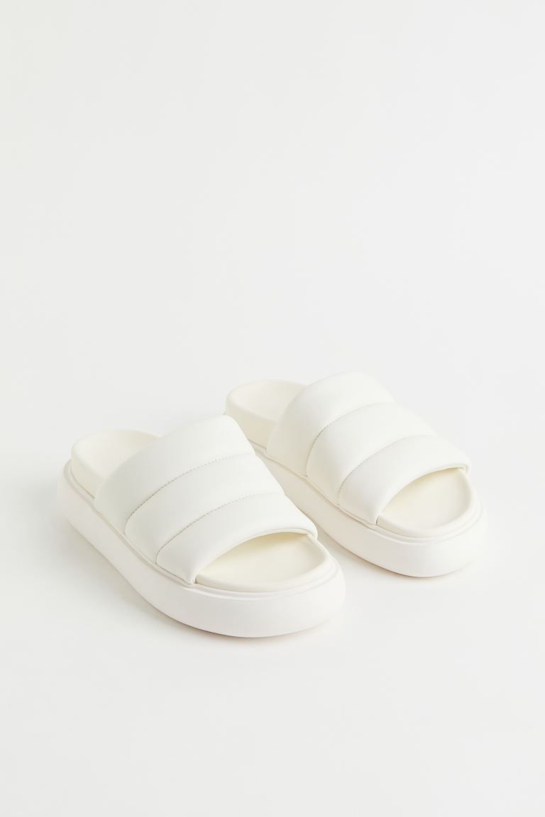 New ArrivalChunky-soled slides in faux leather with an open, rounded toe section and a wide, padd... | H&M (US)