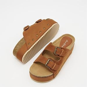 Women's Platform Cork Slides Dual Buckled Straps Clogs Slip On Flatform Sandals for Women Clogs | Amazon (US)