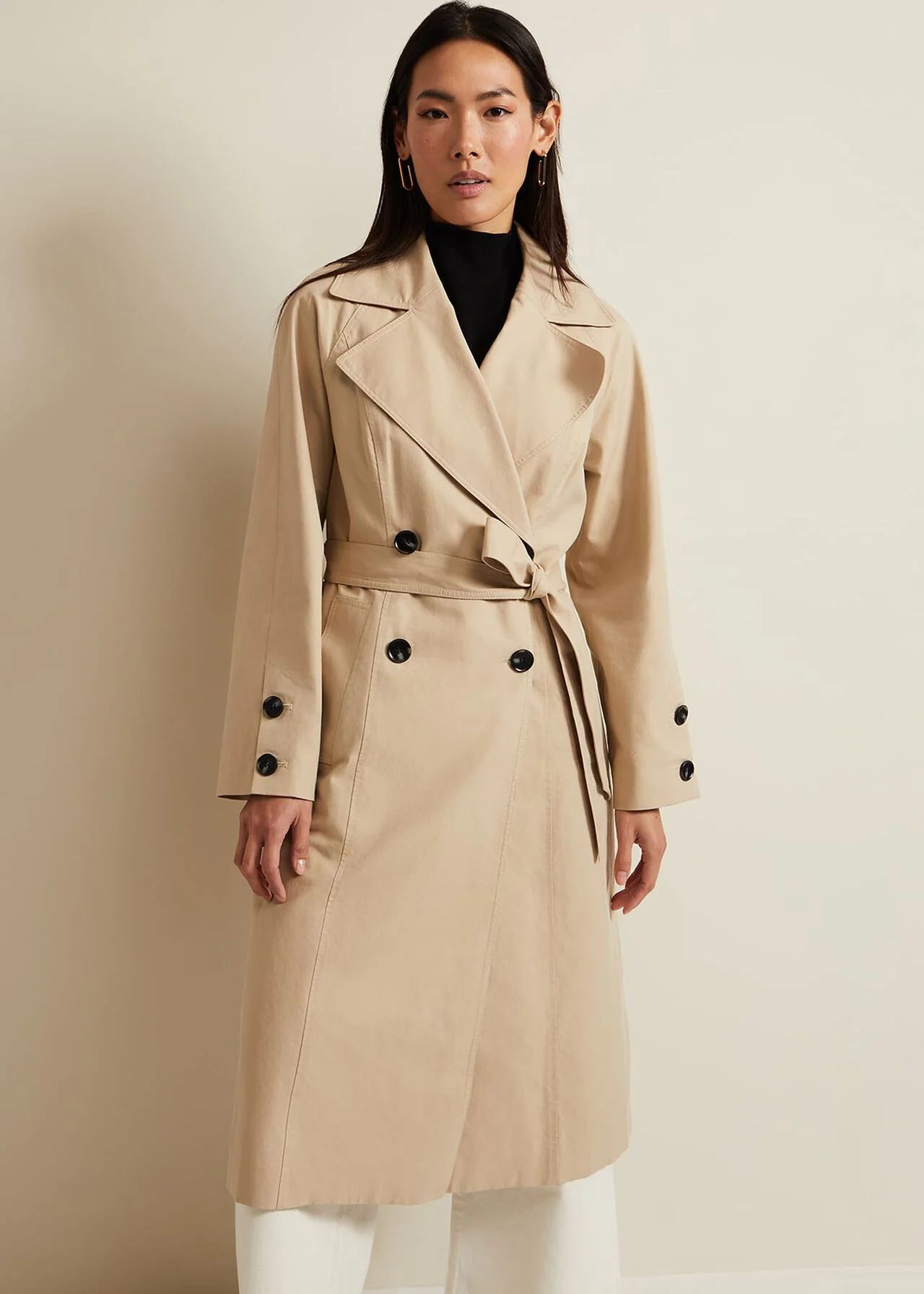 Sandy Button Detail Trench | Phase Eight (UK)