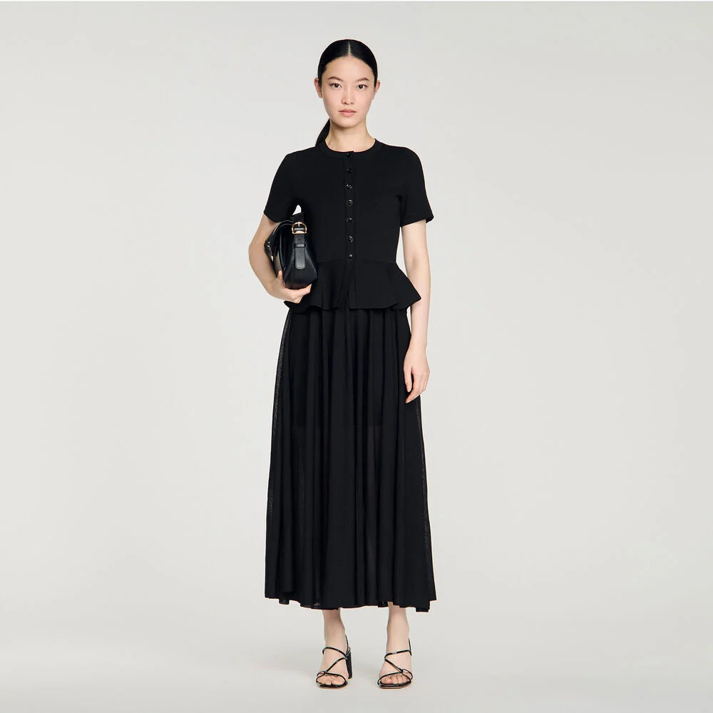 Peplum knit maxi dress | Sandro US | Sandro-Paris US