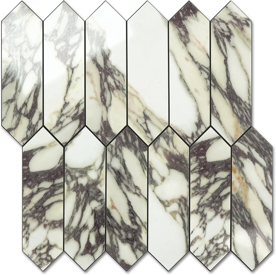 Vamos Tile Glossy Marble Purple Backsplash Tile Peel and Stick, 12.8 x 12.8 Inch 10 Sheets Long H... | Amazon (US)