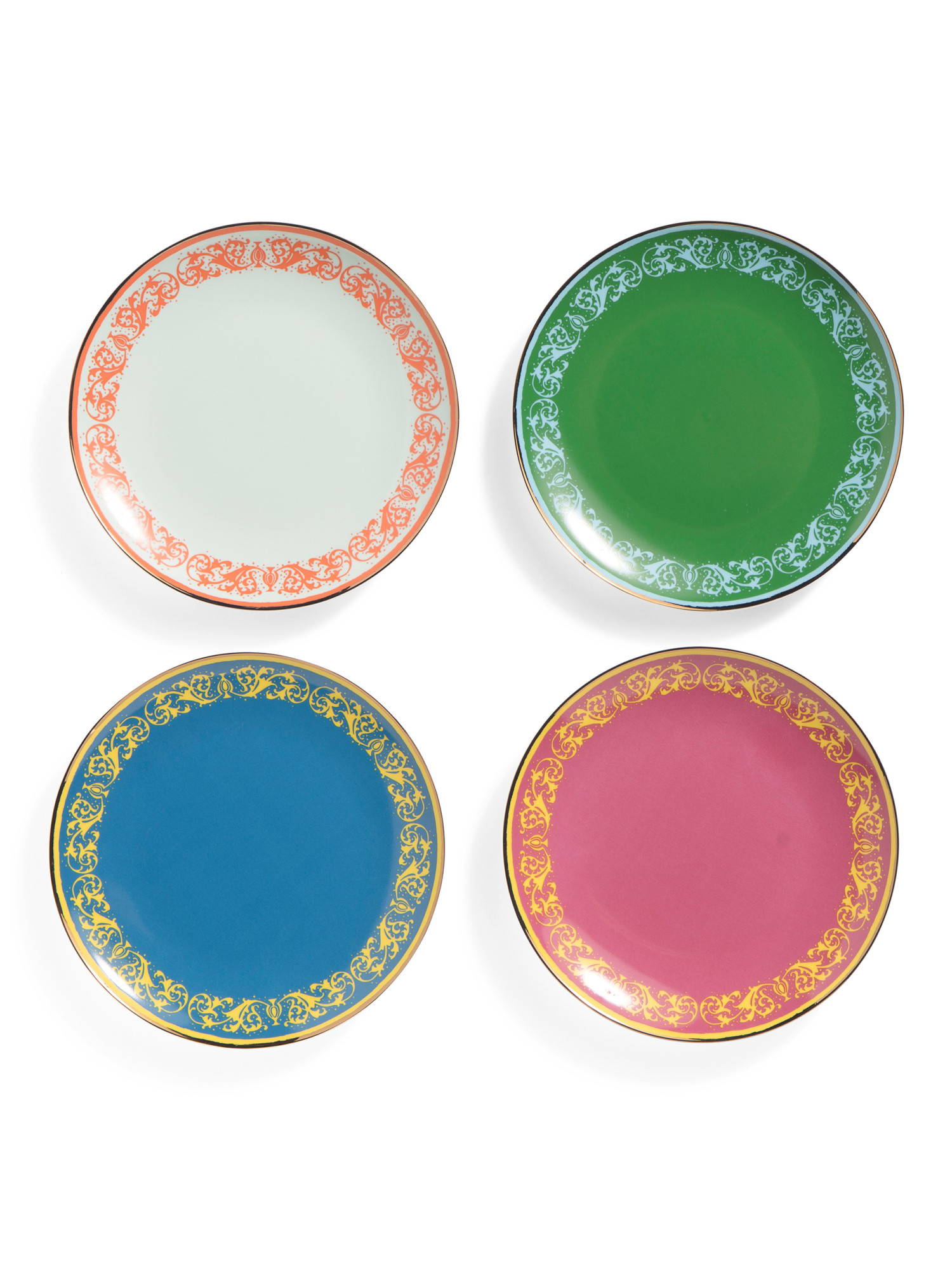 Set Of 4 Porcelain Lx Remix Accent Plates | TJ Maxx