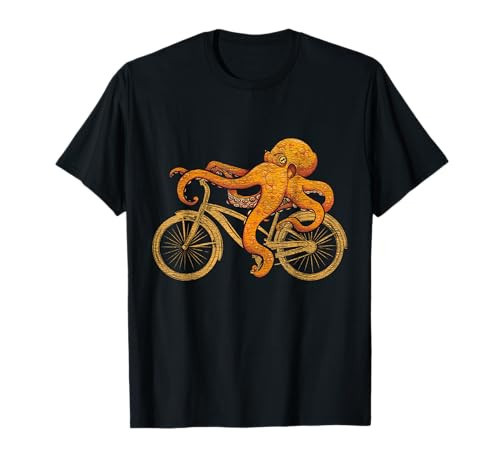 Octopus Riding Bicycle Octopus T-Shirt Small | Amazon (US)