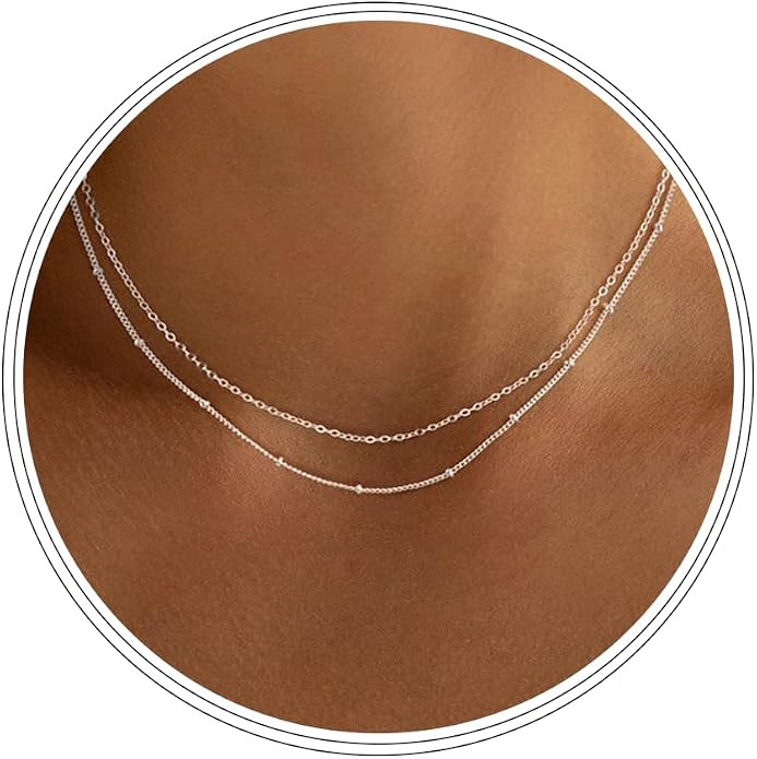 Silver Paperclip Chain Necklace for Women,Dainty Sterling Silver Choker Necklaces for Women Trend... | Amazon (US)