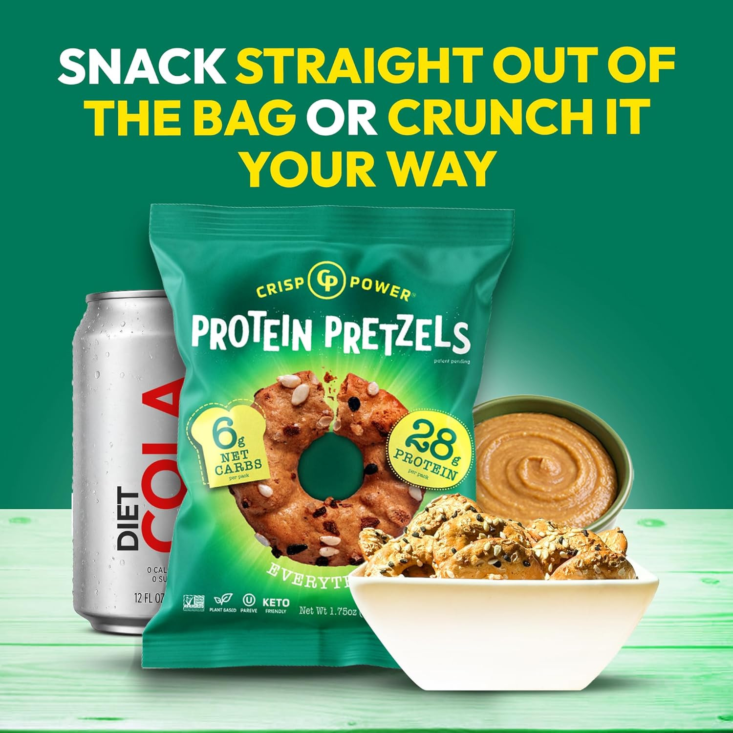 CRISP POWER Protein Pretzels, Variety Pack With Sea Salt, Sesame, & Everything, Up To 28G Protein... | Amazon (US)