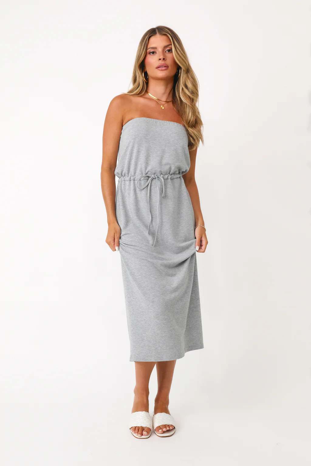 EVERYDAY HEATHER GREY STRAPLESS DRESS | Kittenish