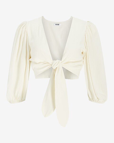 Tie Front Puff Sleeve Top | Express