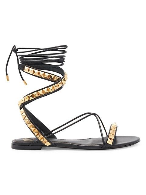 Studded Leather Wrap Sandals | Saks Fifth Avenue