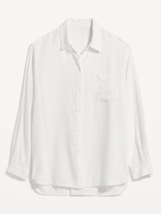 Linen-Blend Boyfriend Shirt for Women | Old Navy (US)
