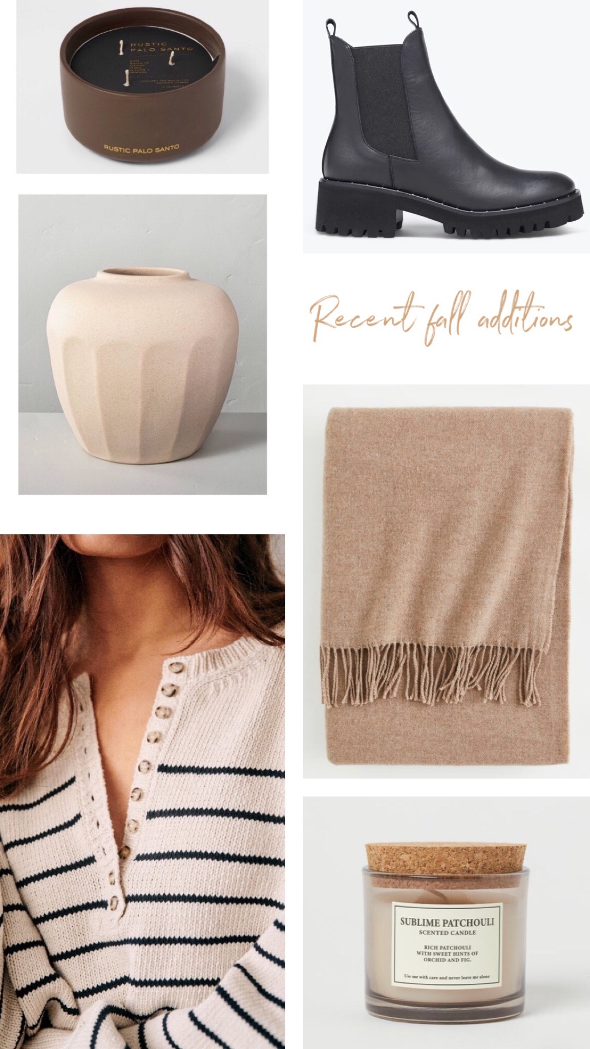 Recent fall additions 🍂 

My color pallet for fall is mainly ivory, taupe, beige, camel, deep brown & black. The exact blanket I have is out of stock, so I linked something similar.  I’m loving these two affordable candles! 

#LTKunder50 #LTKhome #LTKSeasonal