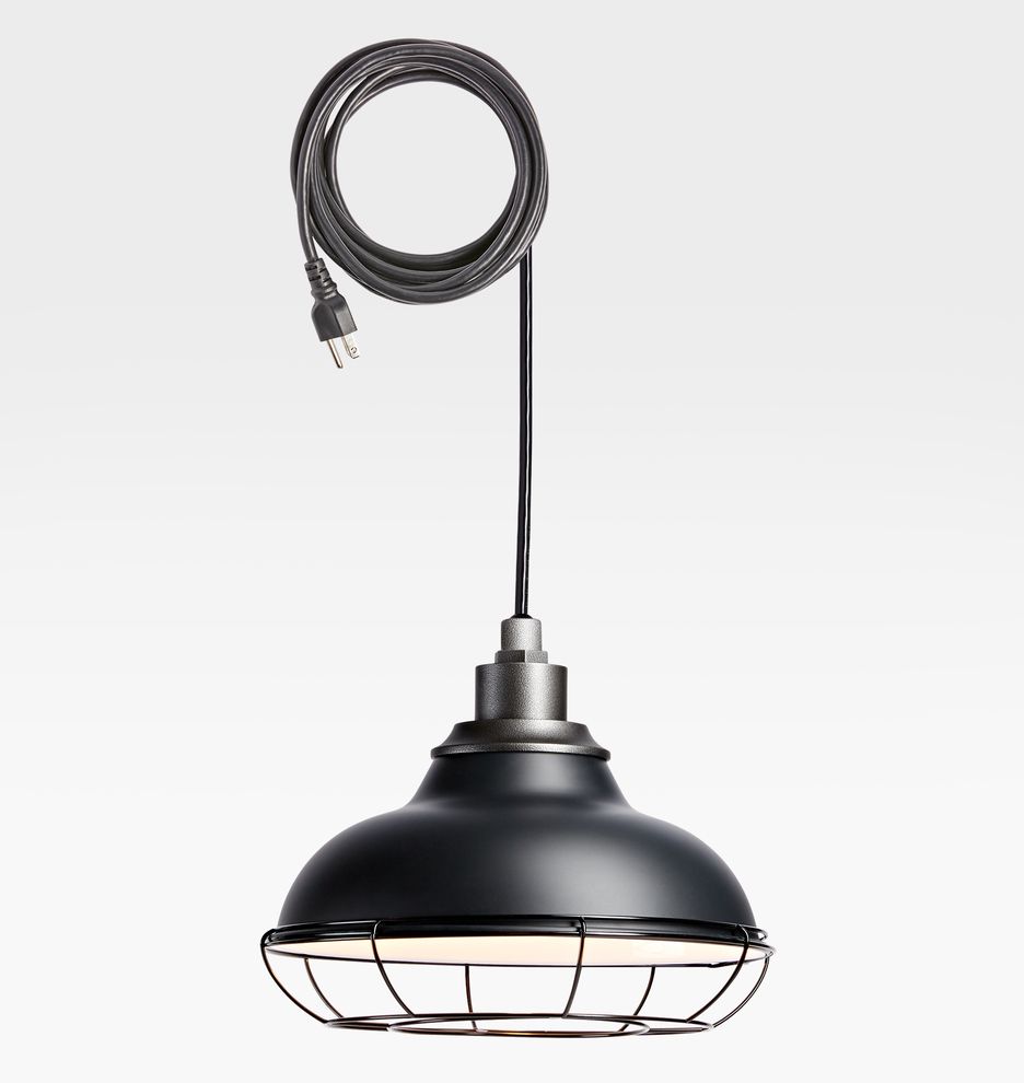 Carson 12" Plug-in Indoor/Outdoor Pendant with Cage | Rejuvenation
