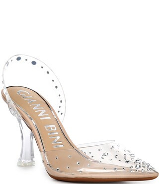 CasideeTwo Clear Vinyl Rhinestone Halter Back Pumps | Dillard's