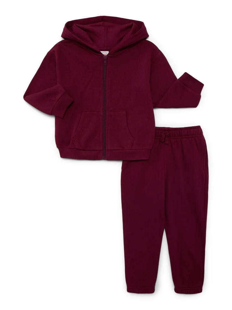 Wonder Nation Baby Unisex Fleece Zip Hoodie and Joggers Set, 2-Piece, Sizes Newborn-18 Months | Walmart (US)