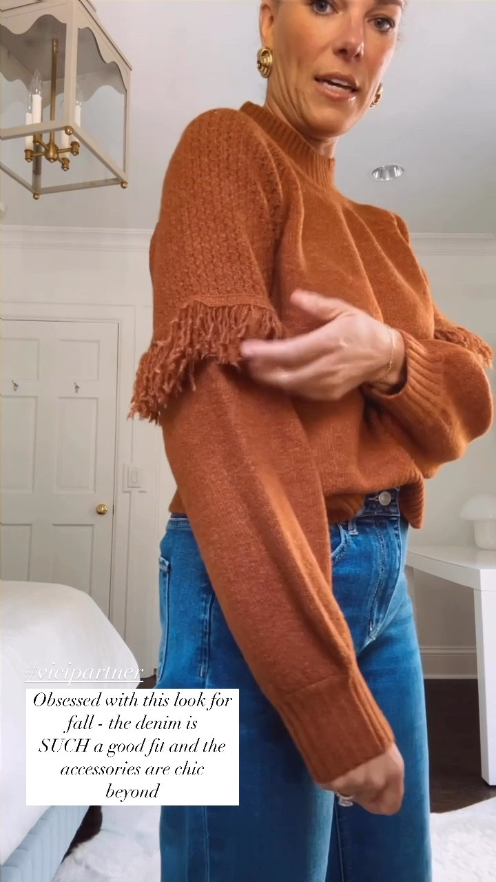 Fall vibes today with @vicidolls 🍂 love this look for football games, pumpkin patch visits, or family pics! And yes you CAN look cute in barrel jeans 👖 #vicipartner

#LTKOver40 #LTKFindsUnder100