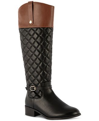 Karen Scott Stancee Quilted Buckled Riding Boots, Created for Macys - Macy's | Macy's