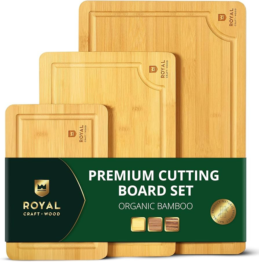 ROYAL CRAFT WOOD Premium Cutting Boards for Kitchen Meal Prep & Serving - Bamboo Wooden Serving B... | Amazon (US)
