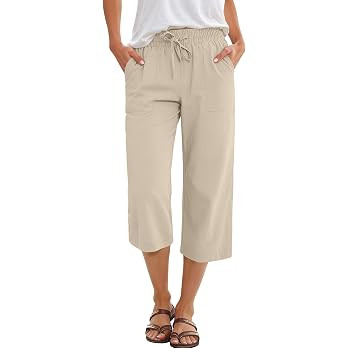 ANRABESS Capris Pants for Women Summer Casual Loose Drawstring Elastic High Waist Straight 2026 L... | Amazon (US)