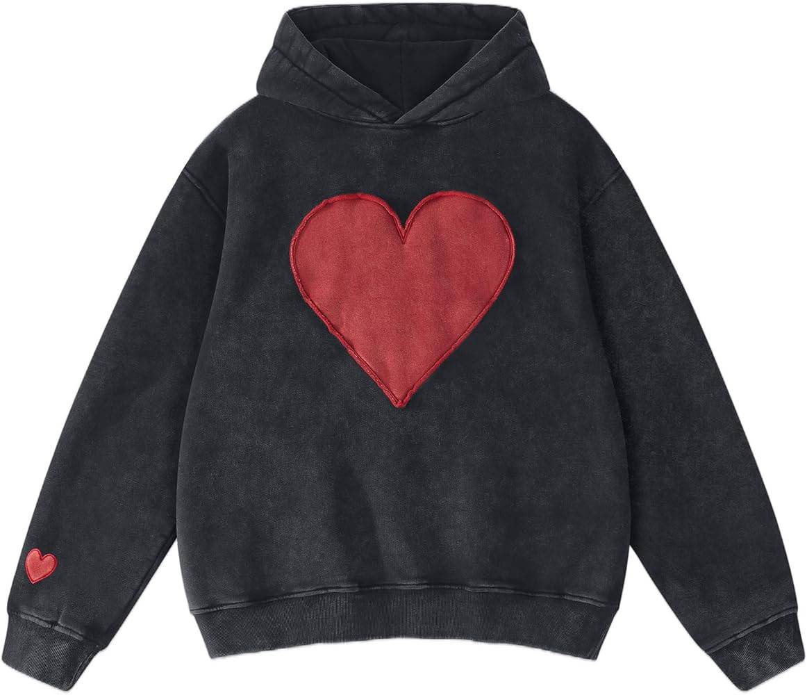 FAIABLE Hoodies for Women Heart Patch Couples Hoodies Sweatshirts Heavyweight Heart Hoodie 2026 V... | Amazon (US)