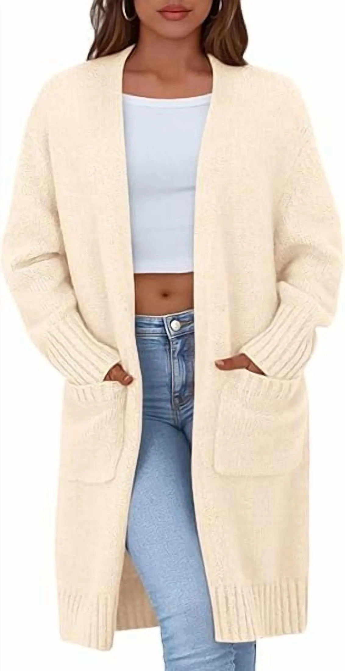 PRETTYGARDEN Fall Long Sleeve Cardigan Sweaters for Women Trendy Winter Open Front Loose Knitted ... | Walmart (US)