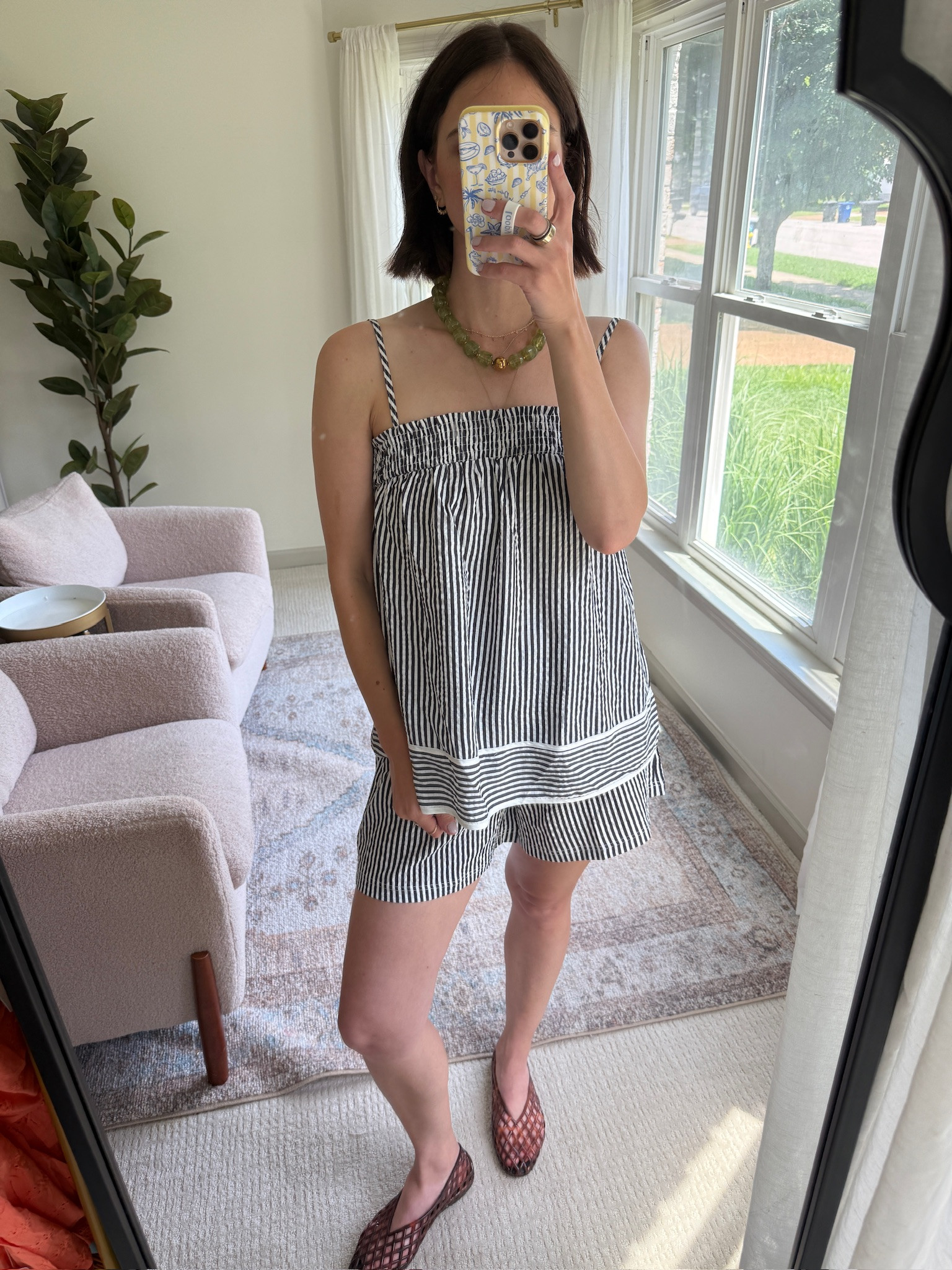 Loving this comfy yet chic outfit! Perfect for a casual day out.

wearing a size small

beach shorts, comfy wear, vacation vibes, summer short set, summer necklace, cushionaire, jelly flats, hallie ragan

#LTKgrwm #LTKootd #LTKSaleAlert