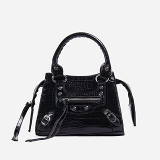 Roddy Mini City Tote Bag In Black Croc Print Faux Leather | EGO (UK)
