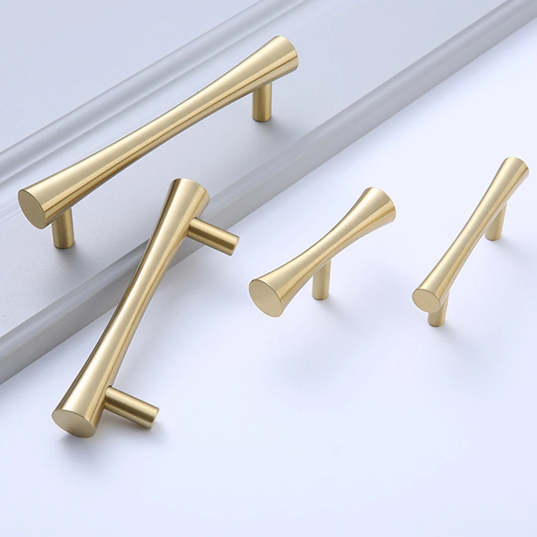 Mid-century Modern Brass Pull, Cabinet Handles, Solid Brass Bar Handles & Pulls, Brushed Brass Ca... | Etsy (US)