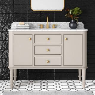 Home Decorators Collection Collette 48 in. Single Sink Greige Bath Vanity with White Carrara Marb... | The Home Depot