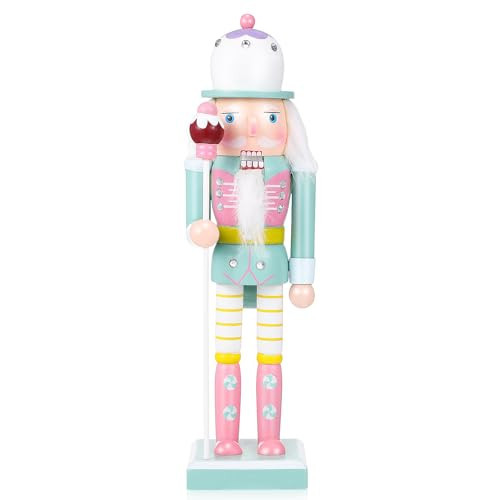BESPORTBLE Christmas Nutcracker Figure, Pink Nutcracker Traditional Wooden Nutcracker for Table Desktop Fireplace Thanksgiving Christmas Decor, 9.9 inch | Amazon (US)