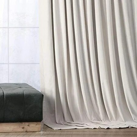 Exclusive Fabrics Signature Off White Velvet Blackout Curtain Panel | Walmart (US)