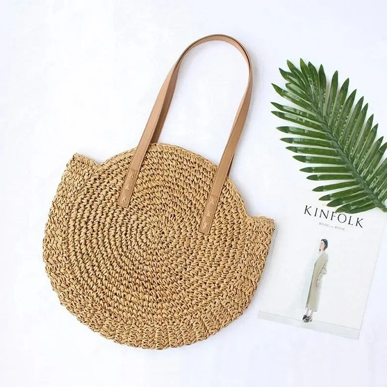 Round Soft Paper Rope Shoulder Bag Tassel Summer Beach Handmade Crossbody Bags Women Hollow Straw... | Walmart (US)