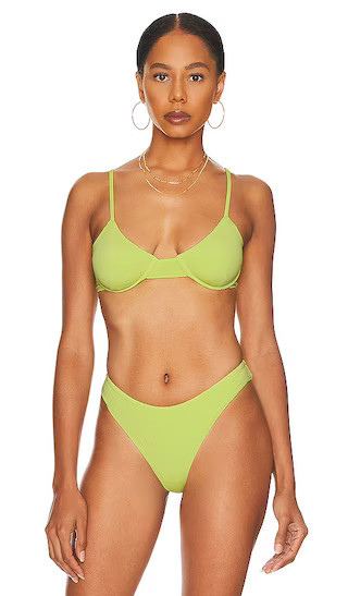 Nerina Rib Bikini Top in Neon Green Lime Green Bikini Lime Green Bathing Suit Lime Green Swimsuit | Revolve Clothing (Global)