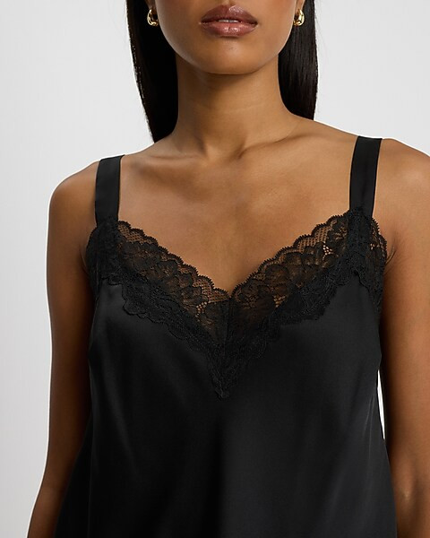 Lace Trimmed Wide Strap Downtown Cami | Express