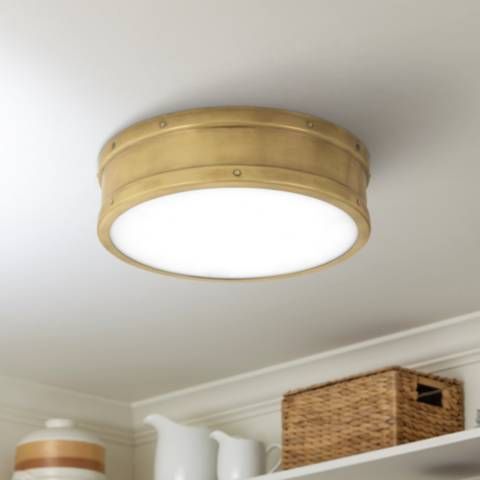 Quoizel Ahoy 12 3/4" Wide Weathered Brass LED Ceiling Light | Lamps Plus