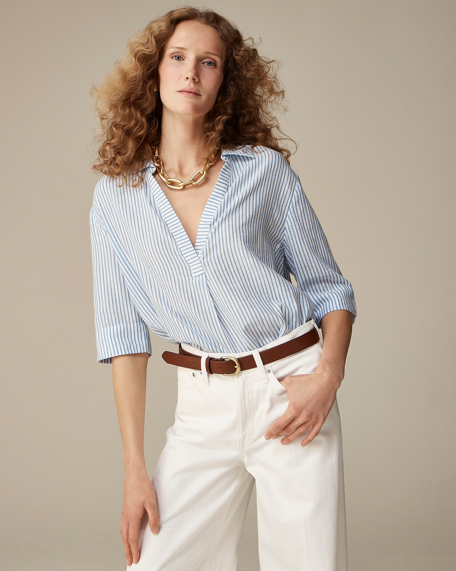 Popover shirt in striped airy gauze | J. Crew US