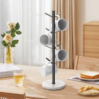 8-Hook Black Mug Tree Coffee Mug Holder with Marble Base, Stable Removable Coffee Cup Holder Stand for Kitchen and Cafe | The Home Depot