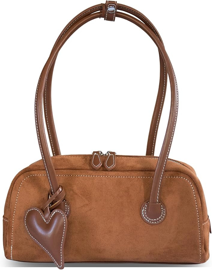 Shoulder Bag for Women Vegan leather Vegan Suede Vintage Handbag Retro Classic Small Hobo Purse w... | Amazon (US)