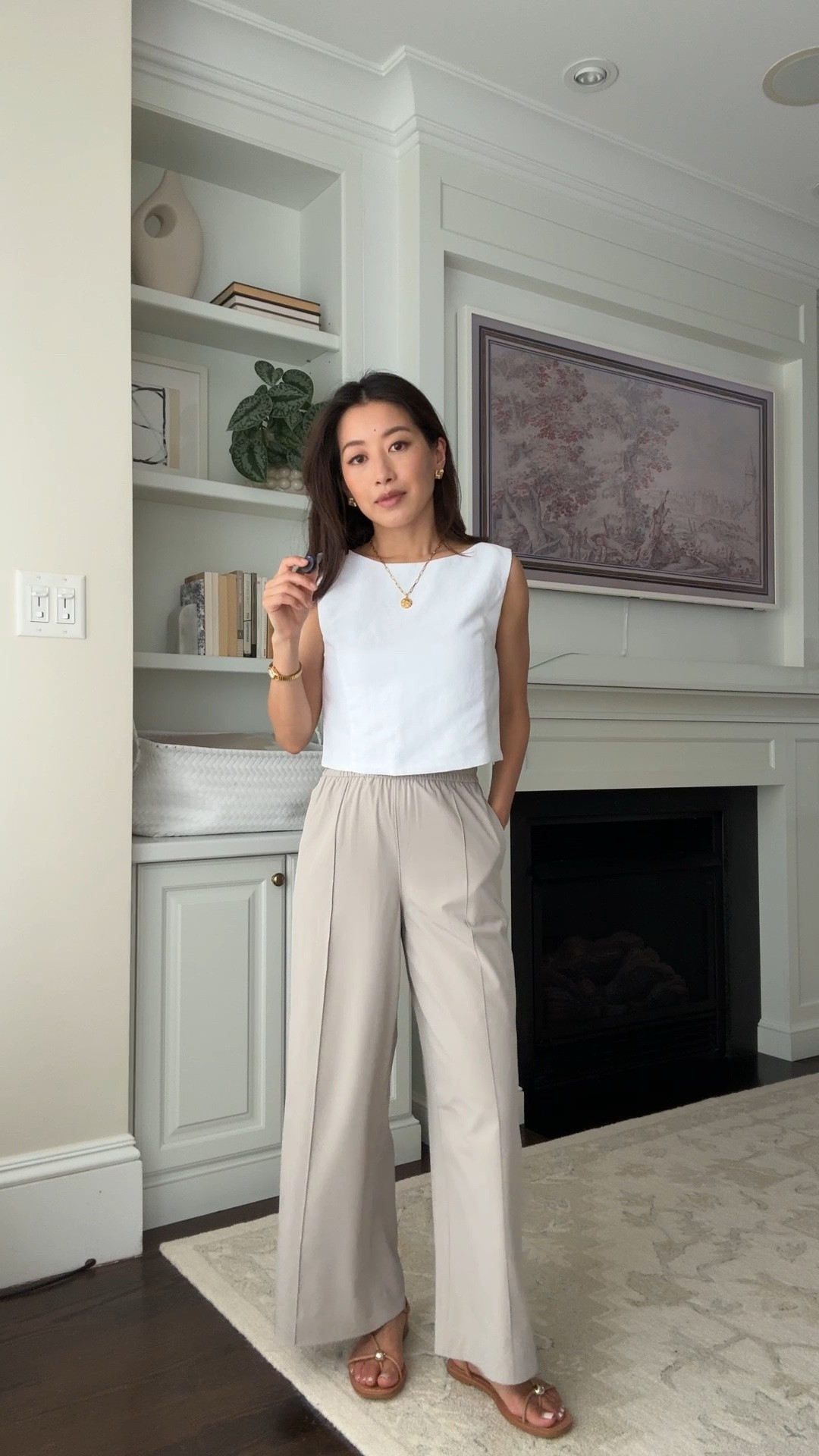 Sizing info below! Trying on this color but kept the ivory 
• Breezily wide pant xxs in the 25” crop length. TTS, 11” high rise, 12.25” across waist. Very light, airy, machine washable. Ivory and taupe are double layered, stripes and the other colors are single layer.
• Aritzia cavalier top 2XS cropped
• Loeffler Randall sandals 5.5 took my bigger half size

Petite friendly wide leg pants, lululemon, busy mom style, errands

#LTKPetite #LTKmomlife #LTKTravel