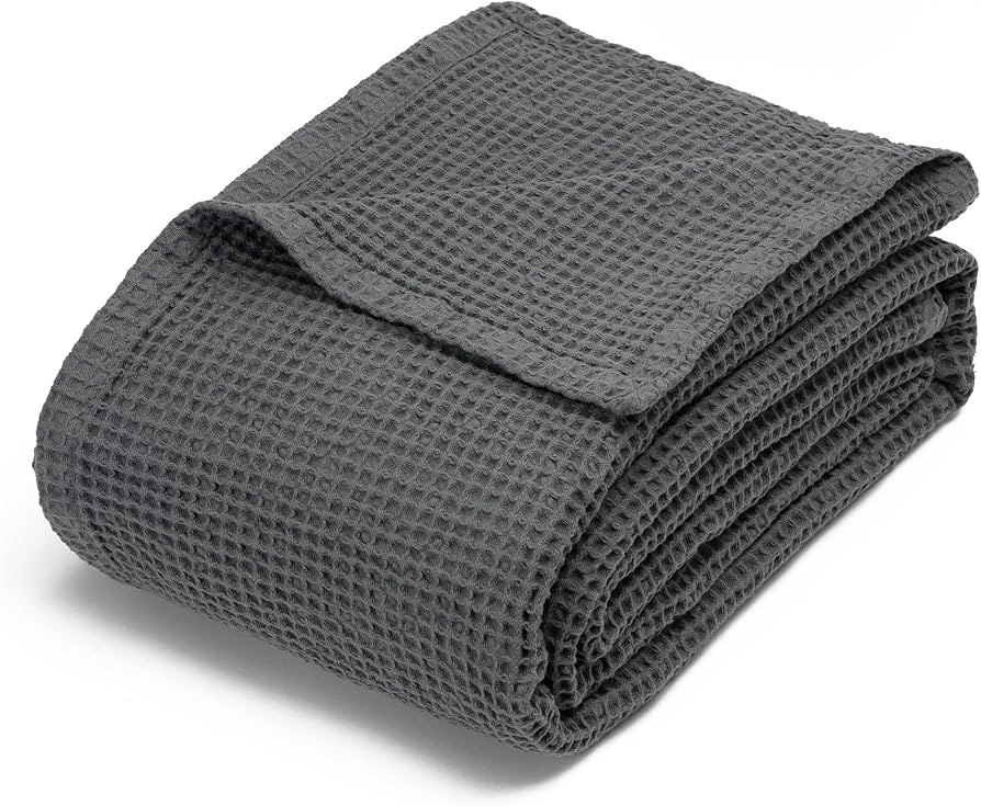 Organic Cotton Waffle Queen Bed Blankets - Premium Quality Gray Queen Cotton Blanket - 100% Organ... | Amazon (US)
