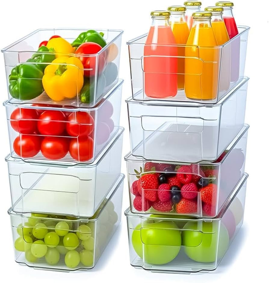 Utopia Home - Fridge & Refrigerator Organizer Bins (8 Pack), Clear Stackable Durable Plastic Stor... | Amazon (US)