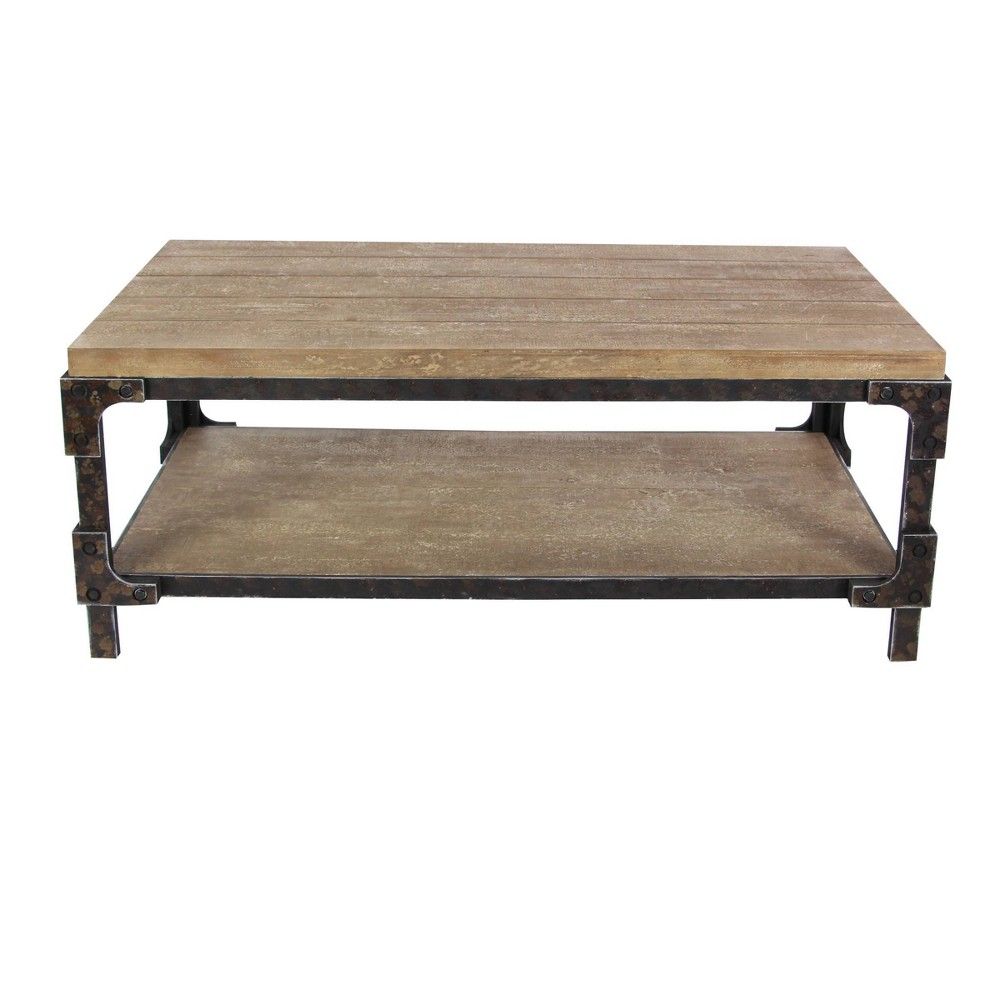 Industrial Coffee Table with Bottom Shelf Brown - Olivia & May | Target