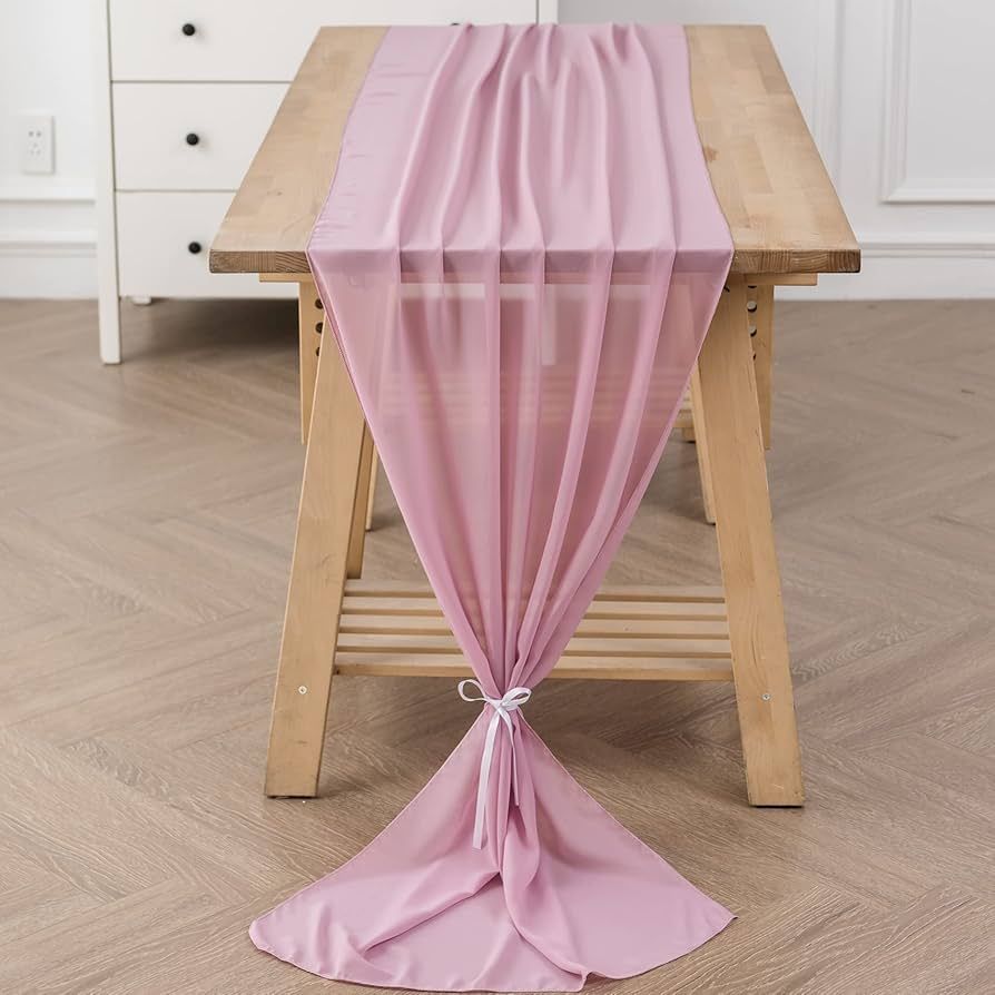flohar 1Pack 10ft Chiffon Table Runner 29x120 Inch Sheer Romantic Table Runner for Wedding Birthd... | Amazon (US)