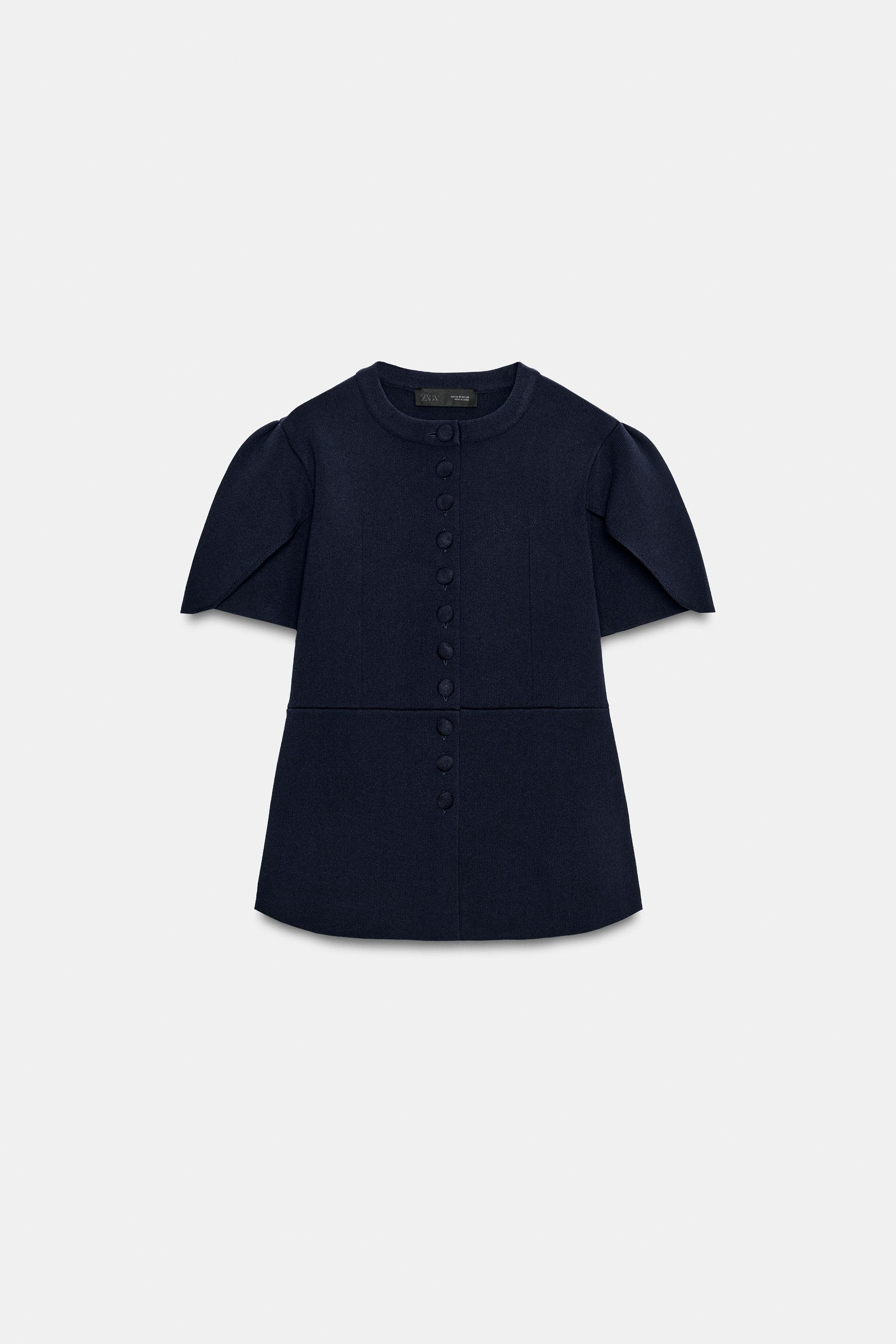 PUFF SLEEVE CARDIGAN WITH SLITS | Zara US