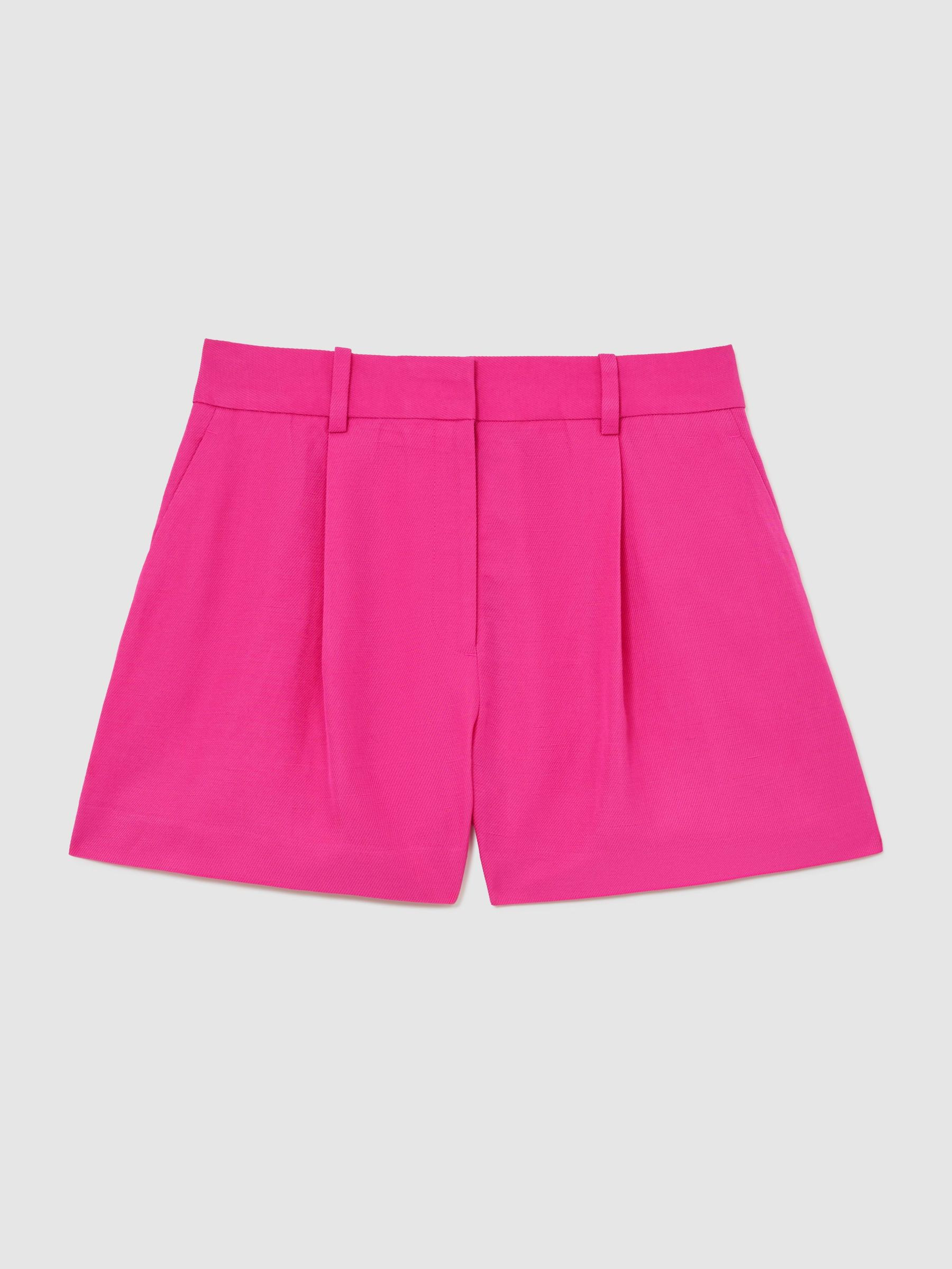 Reiss Tailored Shorts with Linen in Pink | REISS | Reiss US