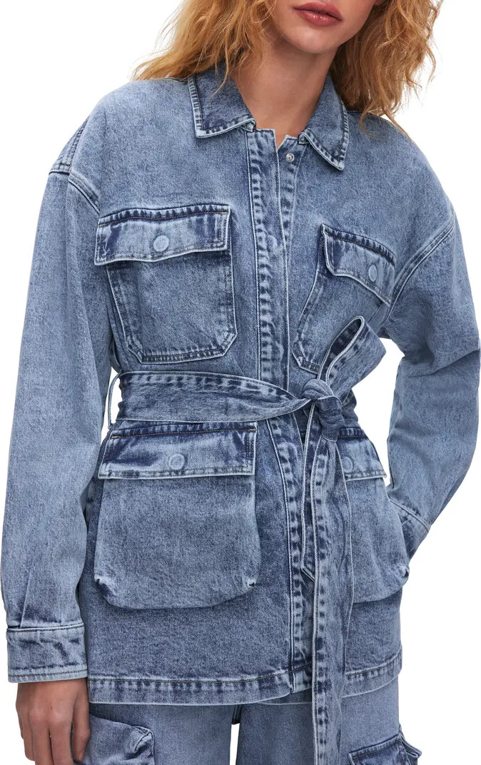 Good American Uniform Denim Cargo Jacket | Nordstrom | Nordstrom